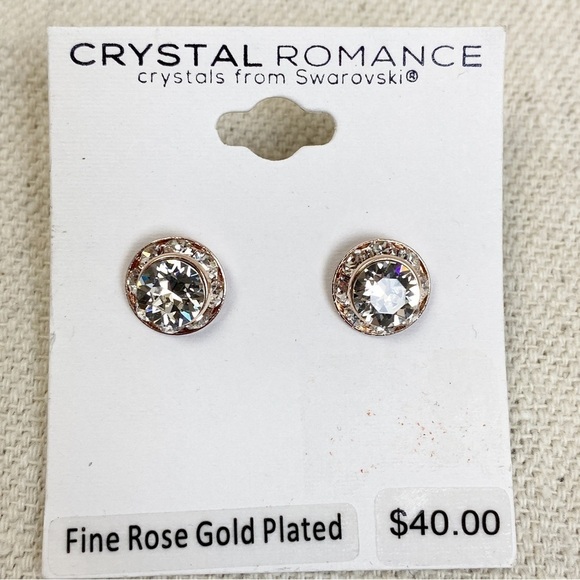 Crystal Romance Swarovski Crystal rose gold stud earrings - Picture 1 of 3